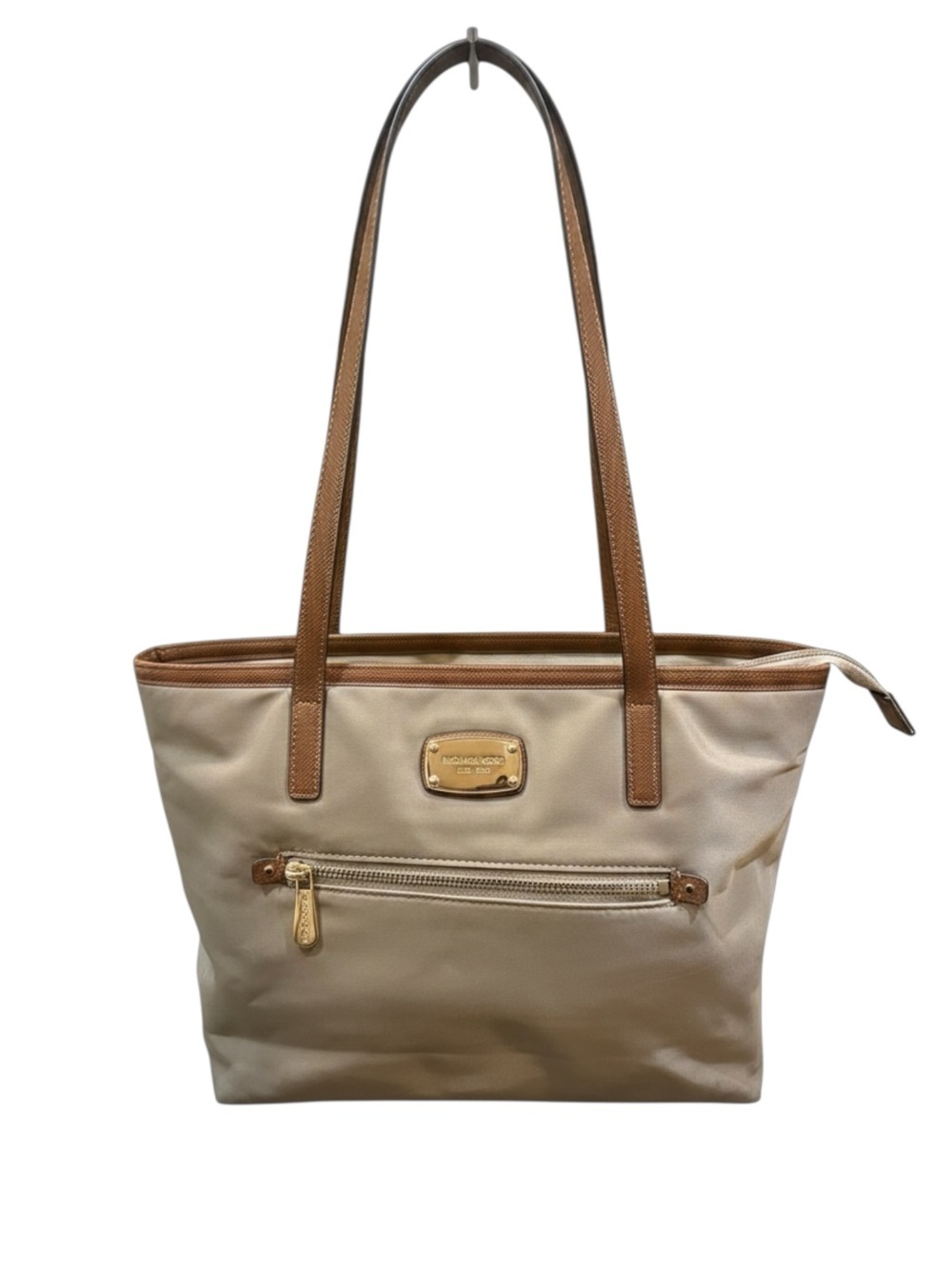 Michael Kors Montauk Nylon Medium Tote Dusk, Khaki, Brown Double Handle